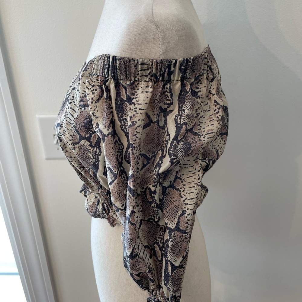 LPA REVOLVE Rara Snakeskin Ruffle Cropped Top - Picture 9 of 14
